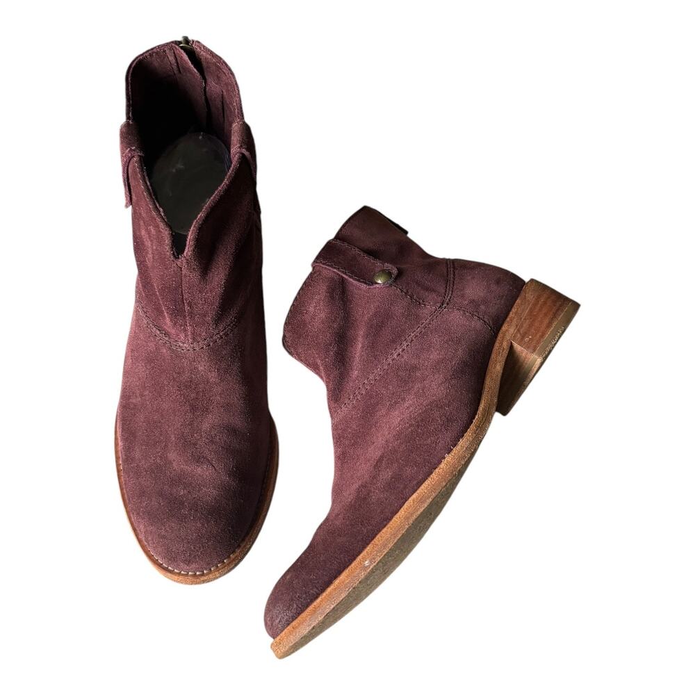 Johnston & Murphy Stephanie Maroon Suede Stitched Bootie heel zipper size 9 - Picture 6 of 15